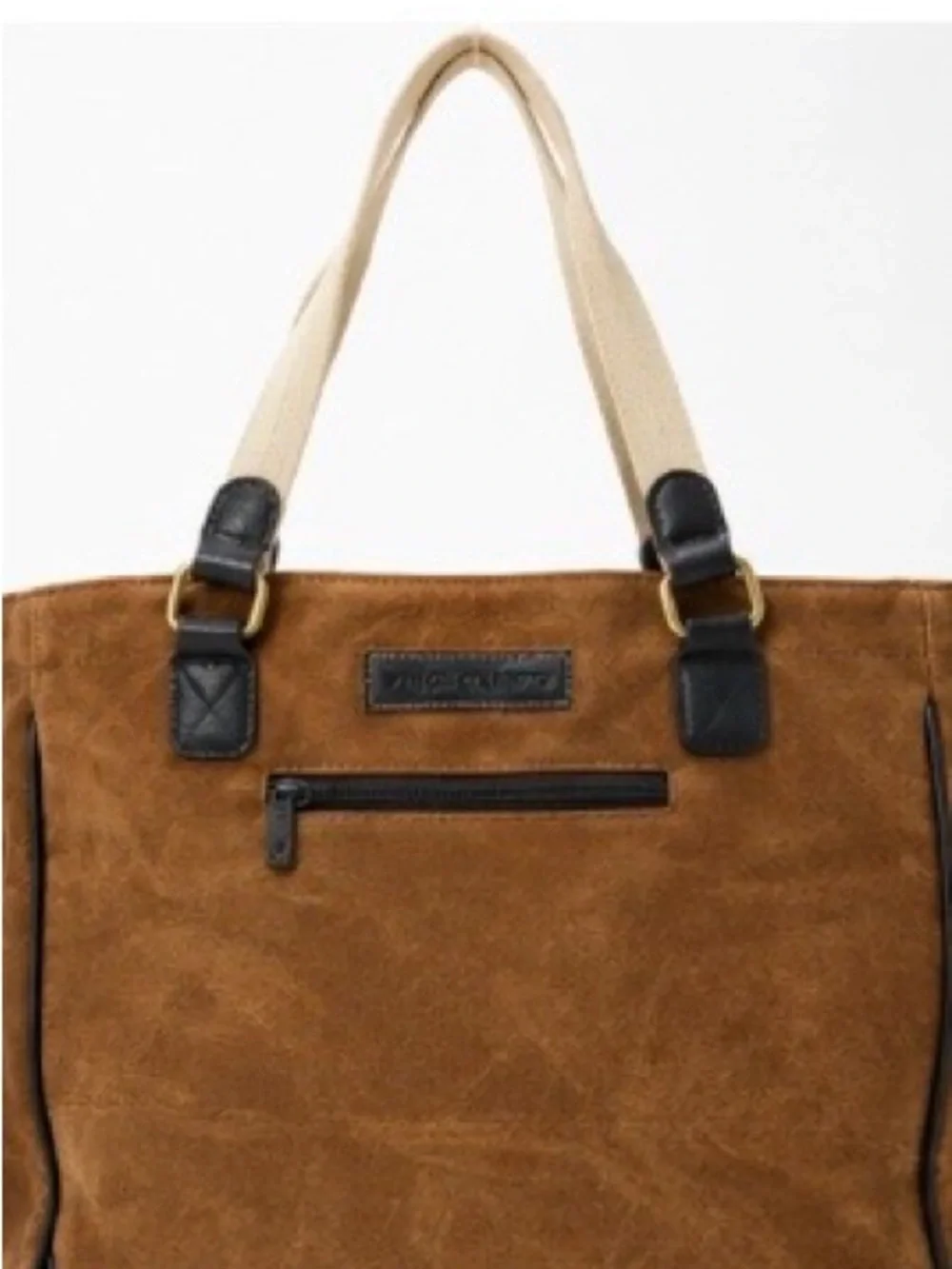 Vince Camuto Brown Suede Messenger Tote with Black Trim